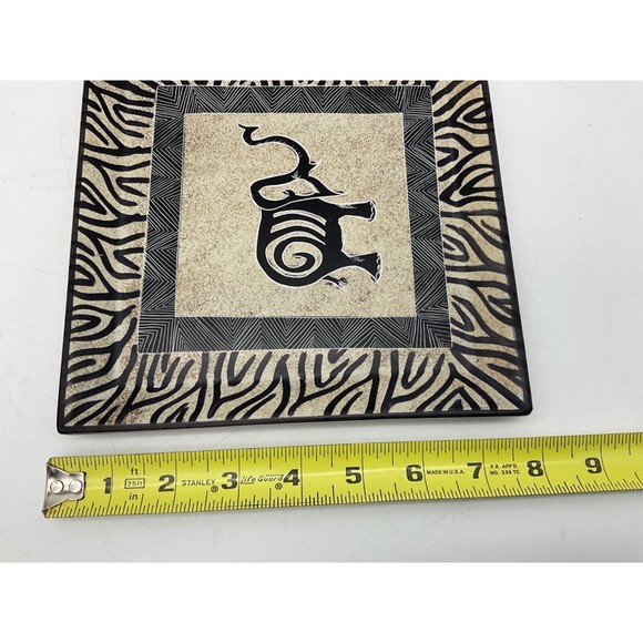 Elephant Soapstone Plate Handcarved in Kenya African Decor 8" - Picture 3 of 6